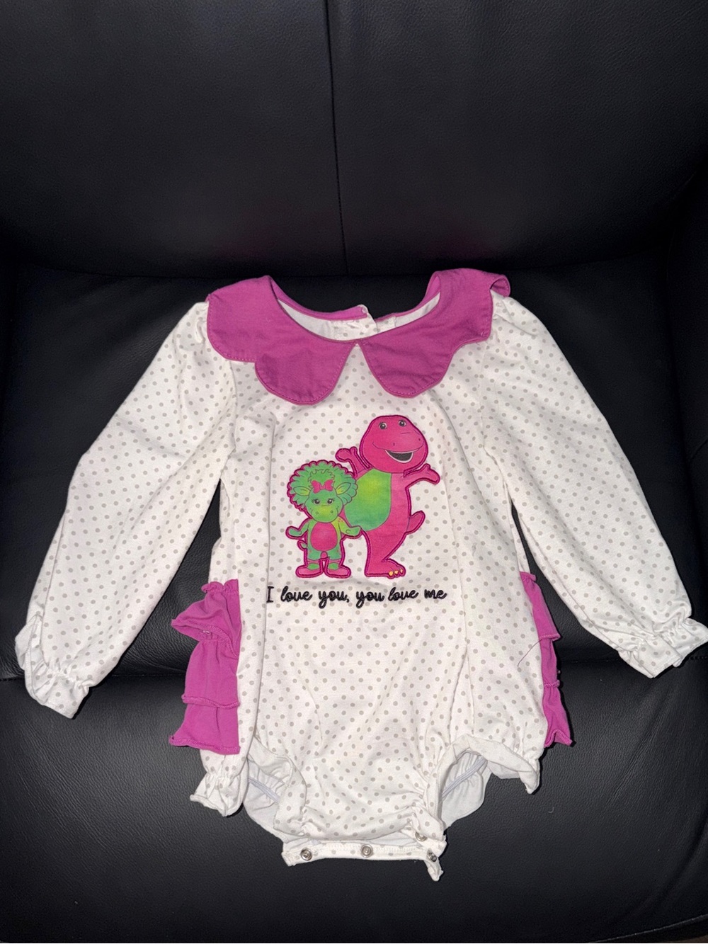 Baby Bop and Barney Polka Dot One-Piece Romper